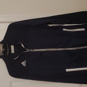 Adidas Mens Activewear Athletic Long Sleeve Jacket. Navy Blue & White. Size M.